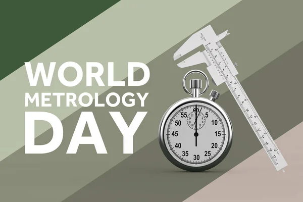 World Metrology Day Concept Stopwatch Analogue Vernier Calliper World Metrology — Foto Stock