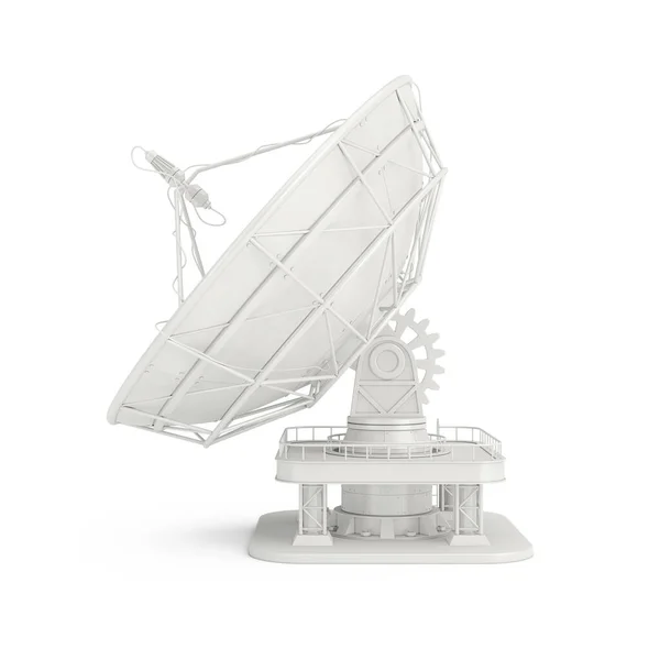 Nagy Satellite Dish Antenna Radar Fehér Alapon Kiolvasztás — Stock Fotó