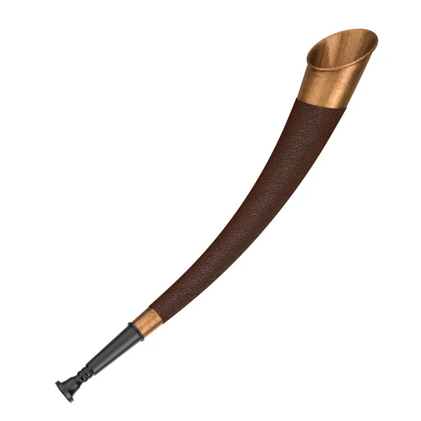 Traditional Hunting Horn White Background Rendering — Stockfoto