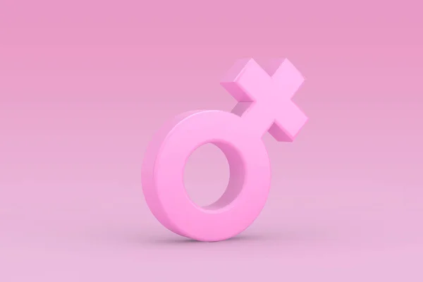 Pink Female Gender Venus Symbol Icon Pink Background Rendering — Stock Photo, Image