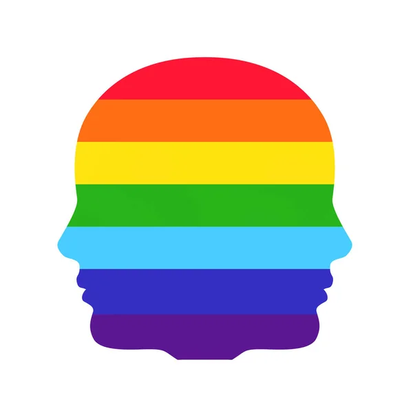 Hbtq Rainbow Pride Flag Form Två Huvuden Vit Bakgrund Konvertering — Stockfoto