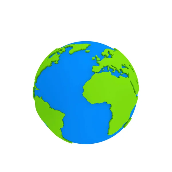 Earth Globe Modeling Plasticine Blue Green Clay White Background Rendering — Stock Photo, Image