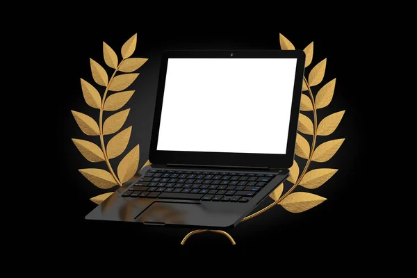 Computer Technology Award Konzept Modernes Laptop Computer Notizbuch Und Leerer — Stockfoto
