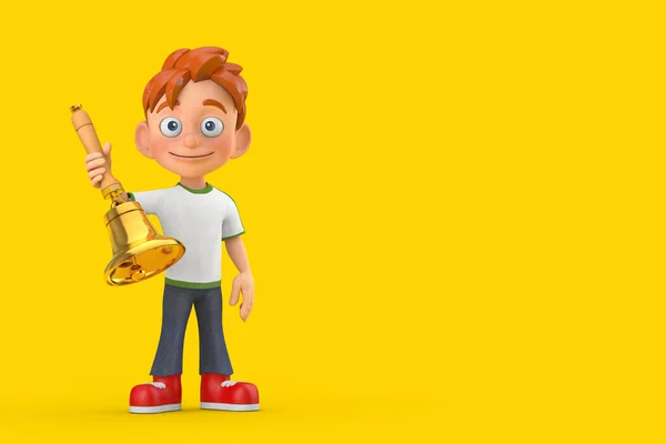 마스코트 Cartoon Little Boy Teen Person Character Mascot 빈티지 Golden — 스톡 사진