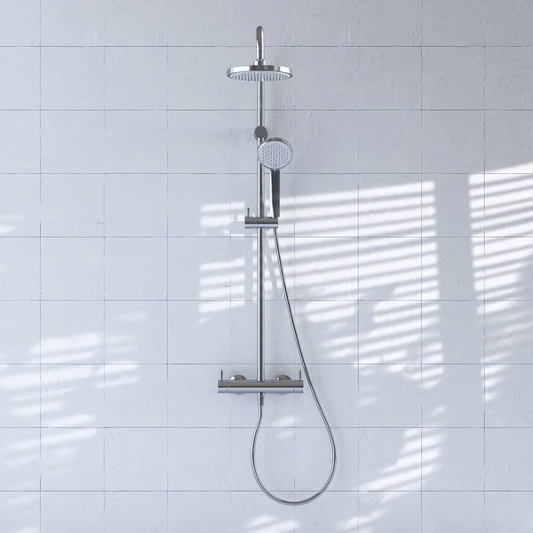 Système Moderne Mur Douche Chromé Métallique Bain Avec Robinet Sur — Photo