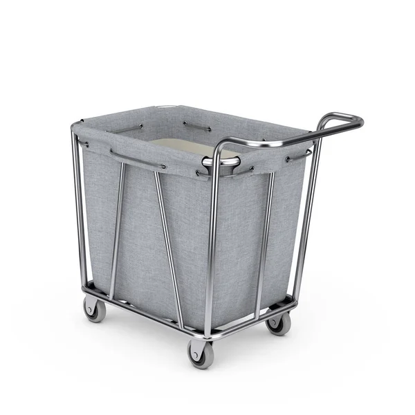 Empty Laundry Trolley Cart Room Service Tool Equipment White Background — Stock fotografie