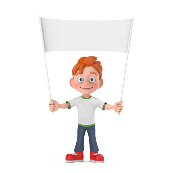 Cartoon Little Boy Teen Person Character Mascot Empty White Blank — 스톡 사진