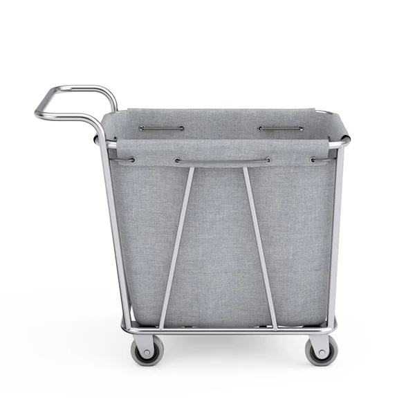 Empty Laundry Trolley Cart Room Service Tool Equipment White Background — Stok fotoğraf