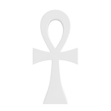 Beyaz Mısır Haçı Ankh Yaşam Anahtarı beyaz arka planda Clay Style. 3d Hazırlama 