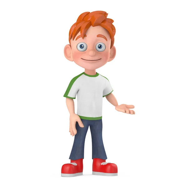 Cartoon Little Boy Teen Person Character Mascot White Background Rendering — Stockfoto