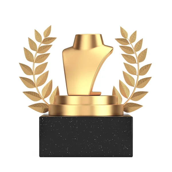 Zwycięzca Nagroda Cube Gold Laurel Wreath Podium Stage Pedestal Złotą — Zdjęcie stockowe