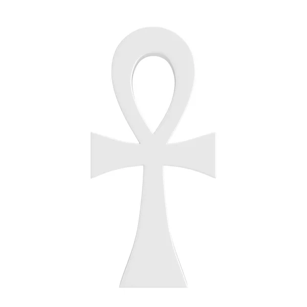 White Egyptian Cross Ankh Key Life Clay Style White Background — Stockfoto