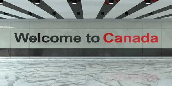 Зона Международного Прилета Аэропорта Станция Трейн Интерьер Welcome Canada Sign — стоковое фото
