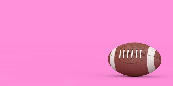 Red Classic Old Leather Rugby Ball Pink Background Rendering — Stok fotoğraf