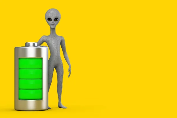 Scary Gray Humanoid Alien Cartoon Character Person Mascot Abstract Charging — Fotografia de Stock