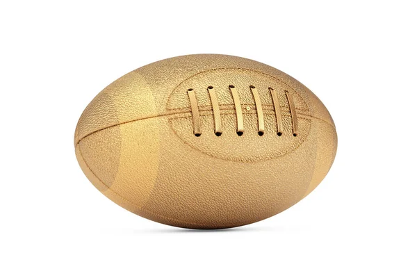 Golden Classic Old Leather Rugby Ball Білому Тлі Рендеринг — стокове фото