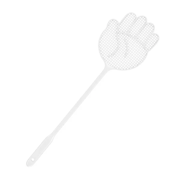 White Flyswatter Shape Hand White Background Rendering — Stok fotoğraf