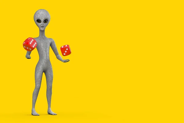 Scary Gray Humanoid Alien Cartoon Charakter Osoba Maskot Červenou Hru — Stock fotografie