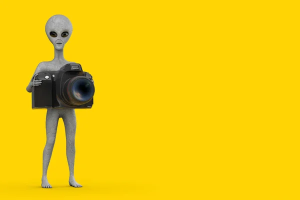 Scary Gray Humanoid Alien Cartoon Charakter Osoba Maskot Moderním Digitálním — Stock fotografie