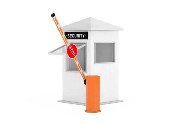 Road Car Barrier Security Zone Booth Security Sign White Background — Photo