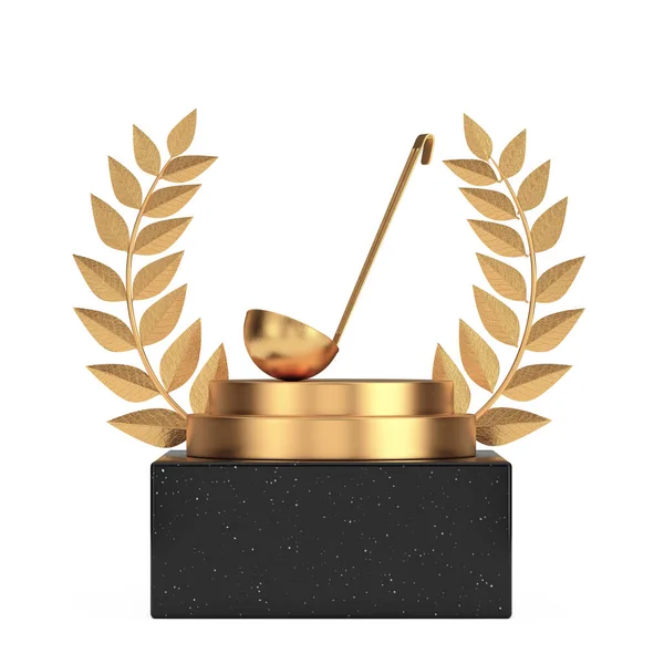 Winner Award Cube Gold Laurel Wreath Podium Stage Pedestal Golden — 图库照片