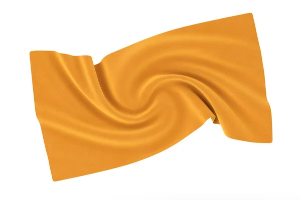 Crumpled Shiny Smooth Twisted Spiral Swirl Orange Silk Fabric White — 图库照片