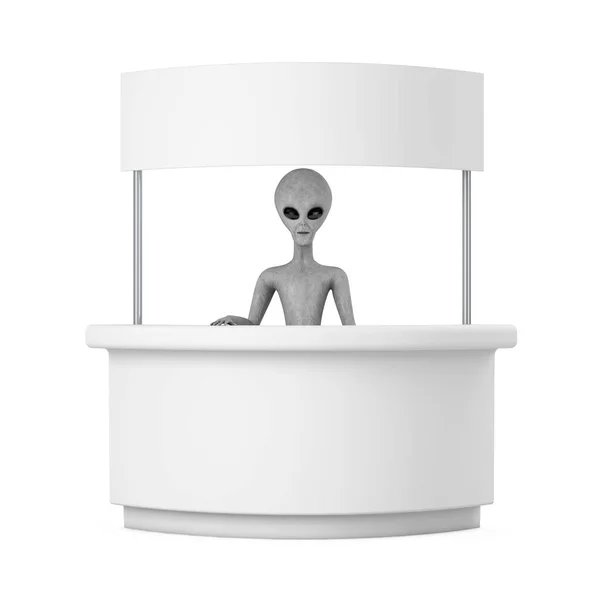 Scary Gray Humanoid Alien Cartoon Character Person Mascot Und Blank — Stockfoto