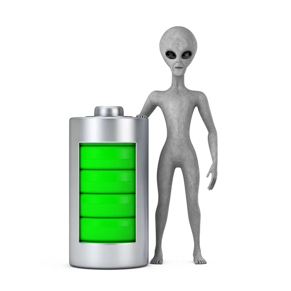 Scary Gray Humanoid Alien Cartoon Character Person Mascot Abstract Charging — Stockfoto
