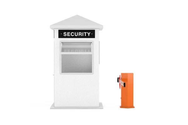 Road Car Barrier Security Zone Booth Security Sign White Background — Stock Photo, Image
