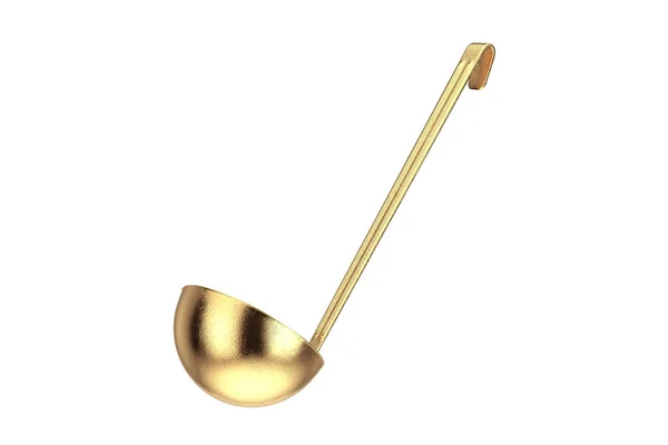 Golden Kitchen Soup Ladle White Background Rendering — Foto Stock