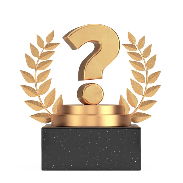 Winner Award Cube Gold Laurel Wreath Podium Stage Pedestal Golden — Stockfoto