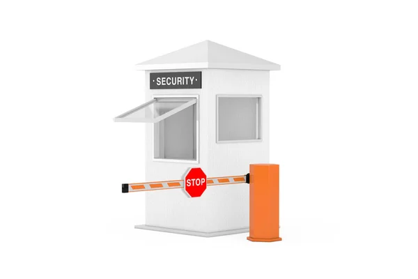 Road Car Barrier Security Zone Booth Security Sign White Background — Photo