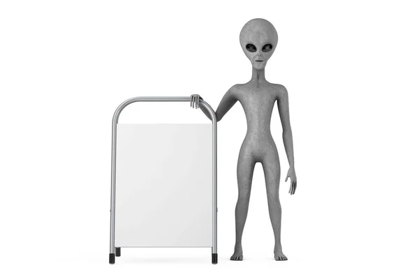 Scary Gray Humanoid Alien Cartoon Character Person Mascot White Blank — Fotografia de Stock