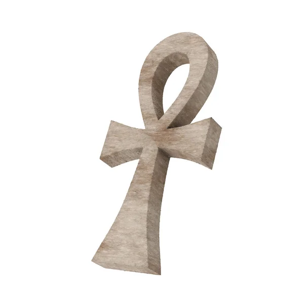 Stone Egyptian Cross Ankh Key Life White Background Rendering — Stock Photo, Image