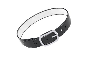 Black Leather Dog Collar on a white background. 3d Rendering