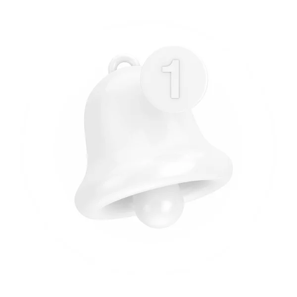 White Cartoon Social Media Notification Bell New Message Icon Clay — Φωτογραφία Αρχείου