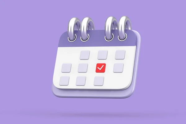 Cartoon Icon Calendar on a purple background. 3d Rendering