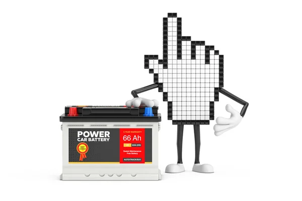 Pixel Hand Cursor Mascotte Persoon Karakter Oplaadbare Auto Batterij 12V — Stockfoto