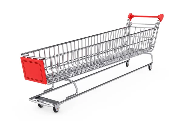 Extra Long Large Shopping Cart Trolley Белом Фоне Рендеринг — стоковое фото