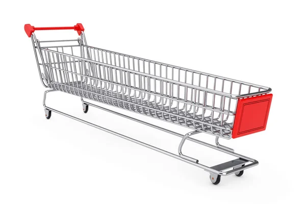 Extra Long Large Shopping Cart Trolley Белом Фоне Рендеринг — стоковое фото