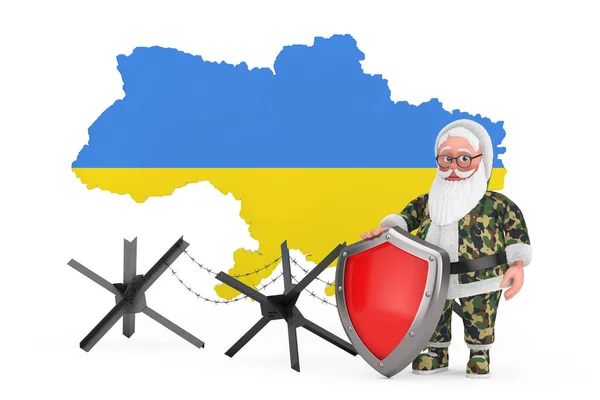 Χαρούμενα Χριστούγεννα Και Πρωτοχρονιά Cartoon Soldier Cheerful Santa Claus Granpa — Φωτογραφία Αρχείου