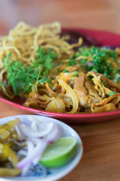 Khao Soi Traditionelles Thai Essen Thai Curry Mit Einem Nudelgericht — Stockfoto