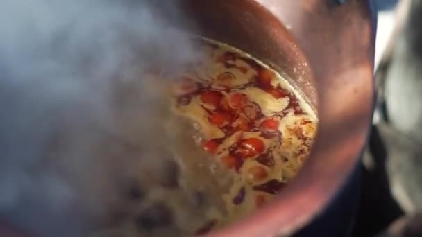 Rice Vermicelli Northern Thai Pork Curry Thai Name Khanom Jeen — стоковое видео