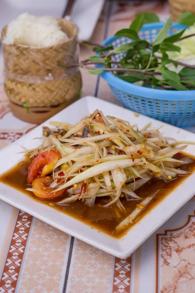 Salad Pepaya Thailand Atau Apa Yang Kita Sebut Somtum Dalam — Stok Foto