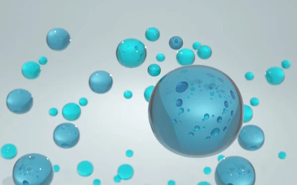 Drei Kollagen Blase Und Vitamin Illustration Isoliert Auf Blauem Hintergrund — Stockfoto