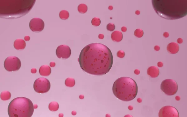 3 boyutlu kolajen kabarcık ve vitamin illüstrasyonu mavi arka planda izole edilmiş. Cilt bakımı kozmetik çözeltisi. 3d oluşturma