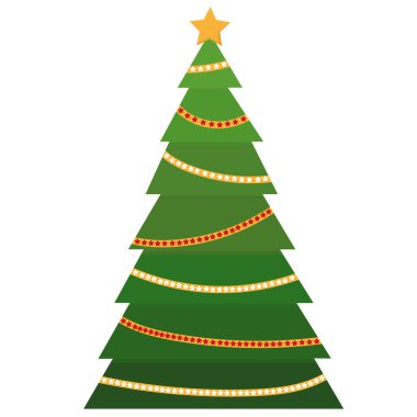 Düz stil yeşil Noel ağacı