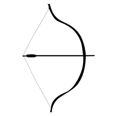 siyah siluet yay ve ok vektörü, izole