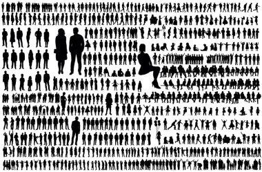 insanlar siyah siluet set vektörü, izole