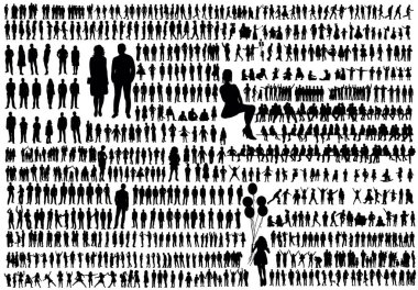 Bir grup insan silueti, vektör